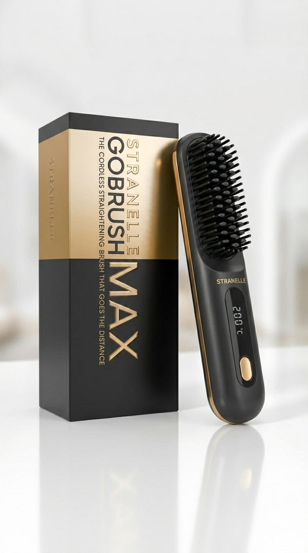 Stranelle Portable Straightener Brush - GoBrush MAX + FREE Travel  Leather Pouch