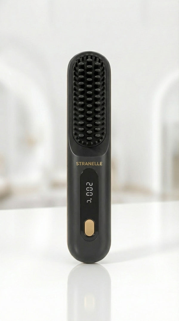 Stranelle Portable Straightener Brush - GoBrush MAX + FREE Travel  Leather Pouch